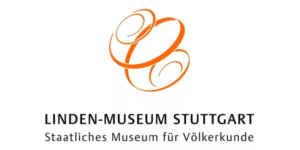 Logo des Linden-Museums Stuttgart mit Schriftzug und oranger Kugelgrafik